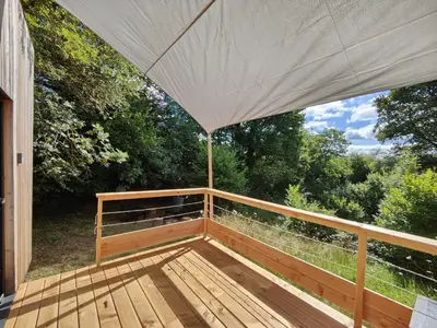Balcon ou terrasse dans l'établissement MOOSE home Tiny House Les Chaumes