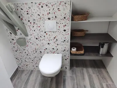 Salle de bains dans l'établissement Les gîtes de Louise