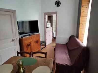 Télévision ou salle de divertissement dans l'établissement Le nid douillet Rustique Linge fourni