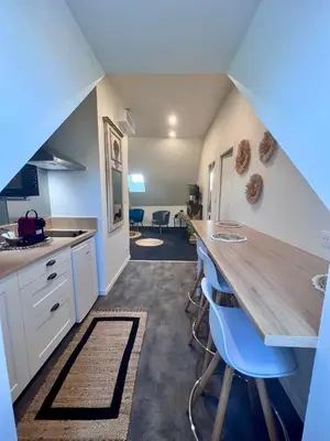 Cuisine ou kitchenette dans l'établissement Demeure de Flore - Hôtel Particulier au Cœur de Brive comprenant 8 appartements de charme