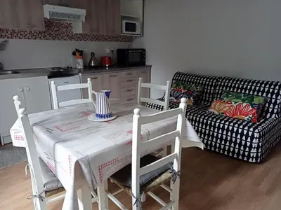 Cuisine ou kitchenette dans l'établissement Villa lutins Gentianes