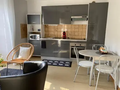 Cuisine ou kitchenette dans l'établissement Confortable et agréable T1 n•1