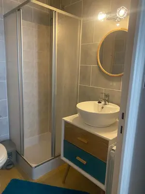 Salle de bains dans l'établissement Confortable et agréable T1 n•1