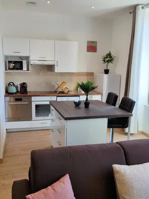 Cuisine ou kitchenette dans l'établissement Blum