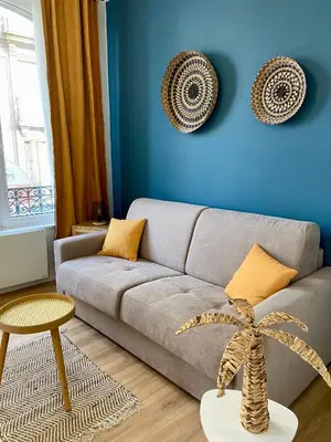 Coin salon dans l'établissement Les Halles studio unique et cosy