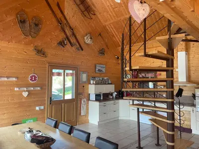 Cuisine ou kitchenette dans l'établissement chalet l'échappée belle