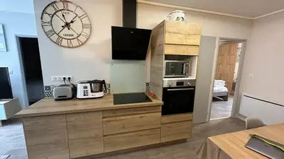 Cuisine ou kitchenette dans l'établissement La Ruche 5 ° Le Mont Dore ° Ski ° Randonnée