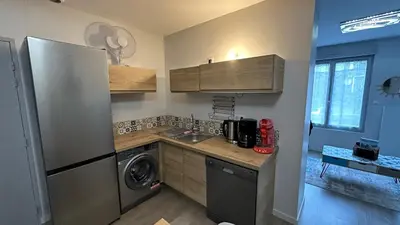 Cuisine ou kitchenette dans l'établissement La Ruche 5 ° Le Mont Dore ° Ski ° Randonnée