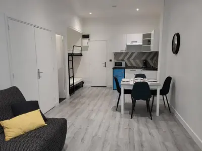 Cuisine ou kitchenette dans l'établissement Grand studio refait à neuf centre-ville