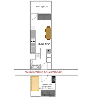 Plan de l'établissement Le Buron Studio n1413 centre de Station Super Besse