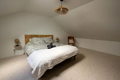 Un ou plusieurs lits dans un hébergement de l'établissement La maison Janisse - gîte en centre-ville avec jardin