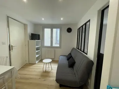 Coin salon dans l'établissement Appartement Les Amethystes 2