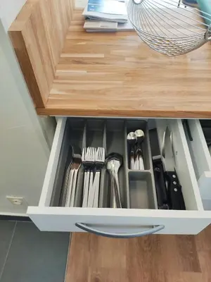 Cuisine ou kitchenette dans l'établissement studio du parc piscine