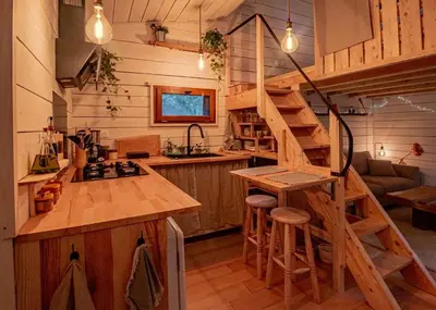 Cuisine ou kitchenette dans l'établissement L'Abri des Rêves