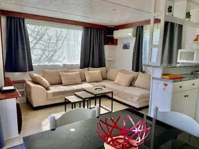 Cuisine ou kitchenette dans l'établissement Mobile Home Auvergne