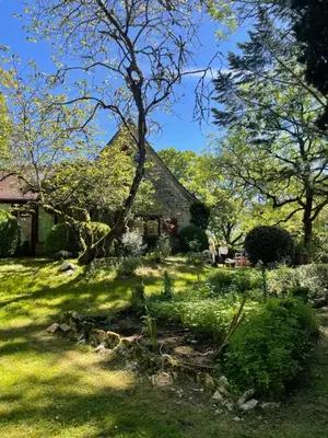 Jardin de l'établissement Maison en pierre dans la forêt - piscine & calme