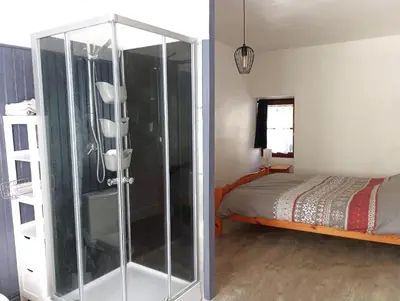 Un ou plusieurs lits dans un hébergement de l'établissement Cottage reflet de bonheur