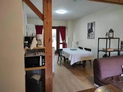 Un ou plusieurs lits dans un hébergement de l'établissement gîte le Ranch de Vassiviére