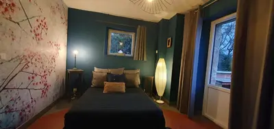 Un ou plusieurs lits dans un hébergement de l'établissement Le Clos d'Ô Les Rapiettes maison proche Sarlat avec piscine privée