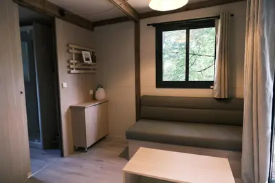 Coin salon dans l'établissement Lodge avec SPA privatif - Foret et Lac