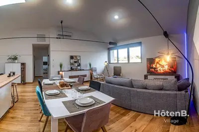 Coin salon dans l'établissement Spacious Cocoon with AC and PARKING At the Heart of Feytiat Limoges