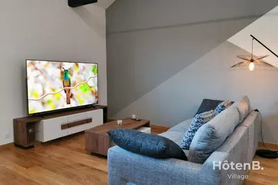 Télévision ou salle de divertissement dans l'établissement Spacious Cocoon with AC and PARKING At the Heart of Feytiat Limoges