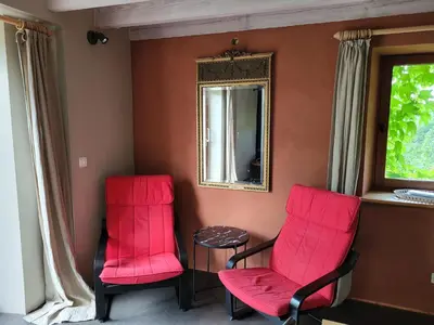 Coin salon dans l'établissement Gites les Tillets - Criquet