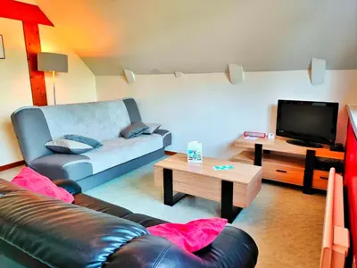 Télévision ou salle de divertissement dans l'établissement Gîte 3 étoiles - Spacieux et confortable ancienne grange rénovée - Cantal Emotions Valette - Auvergne