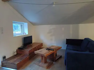 Télévision ou salle de divertissement dans l'établissement Chalet au bord du lac
