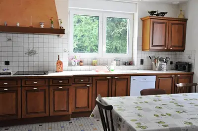 Cuisine ou kitchenette dans l'établissement Gîte de France à Soudeilles 3 épis - Gîte de France 14 personnes MAE-9574