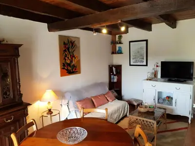 Télévision ou salle de divertissement dans l'établissement Gîte de France Les hortensias 3 épis - Gîte de France 2 personnes MAE-9614