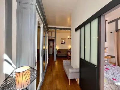Un ou plusieurs lits dans un hébergement de l'établissement Appartement T2 au Mont-Dore, 4 pers, animaux acceptés, WiFi - FR-1-608-259