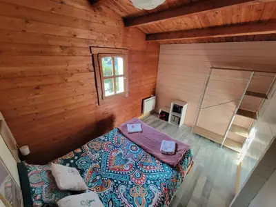 Un ou plusieurs lits dans un hébergement de l'établissement Bienvenue au CHAT LAIT - Chalet - Gîte 4 pièces - 70m - Cosy