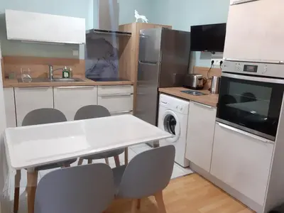 Cuisine ou kitchenette dans l'établissement Appartement Centre Ville MONT DORE Vacances et Week-End Classé 3 Etoiles