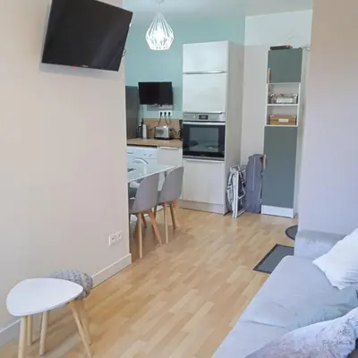 Cuisine ou kitchenette dans l'établissement Appartement Centre Ville MONT DORE Vacances et Week-End Classé 3 Etoiles