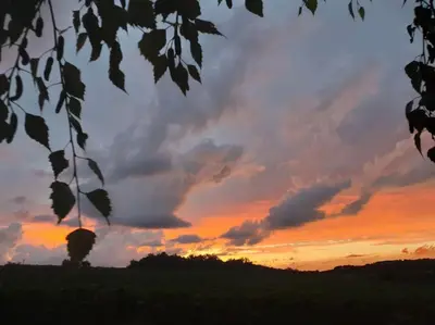 Lever ou coucher de soleil vu de la maison de vacances ou à proximité