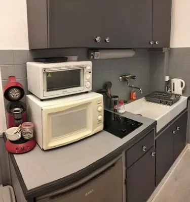 Cuisine ou kitchenette dans l'établissement Le Nid Douillet Baroque Linge fourni