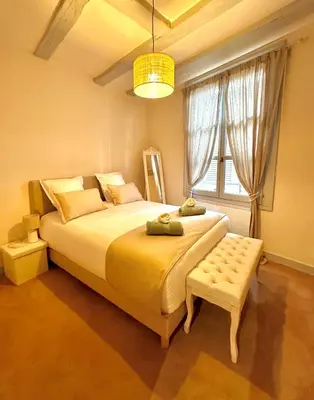 Un ou plusieurs lits dans un hébergement de l'établissement Limoges Centre Appartement de Charme