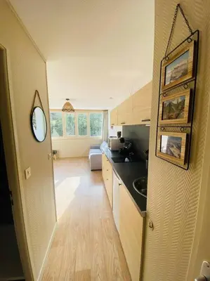 Cuisine ou kitchenette dans l'établissement Appartement résidence le bec de l’aigle