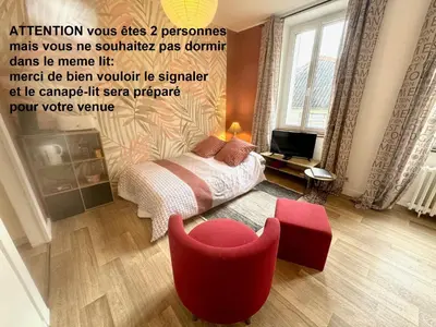 Télévision ou salle de divertissement dans l'établissement Le Clos des Baleines 1er étage avec 1 place de parking privée dans un garage