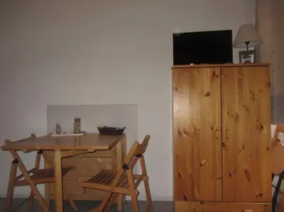 Télévision ou salle de divertissement dans l'établissement Studio 19 m2 à louer au Mont-Dore