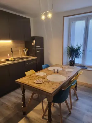 Cuisine ou kitchenette dans l'établissement Location saisonnière La Berbère