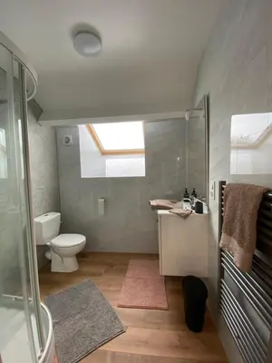 Salle de bains dans l'établissement Entre Vulcania et le Sancy