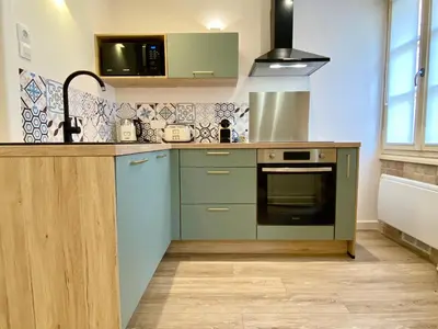 Cuisine ou kitchenette dans l'établissement Montignac-Lascaux - Les Pierres De Lascaux