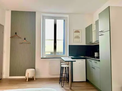 Cuisine ou kitchenette dans l'établissement Studio moderne/rue Encombe Vineuse- DABNB