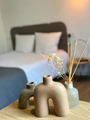 Un ou plusieurs lits dans un hébergement de l'établissement Studio moderne/rue Encombe Vineuse- DABNB