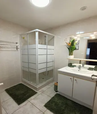 Salle de bains dans l'établissement Gite tout confort 10 pers à 8 km du Lioran