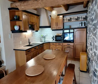 Cuisine ou kitchenette dans l'établissement Gite tout confort 10 pers à 8 km du Lioran