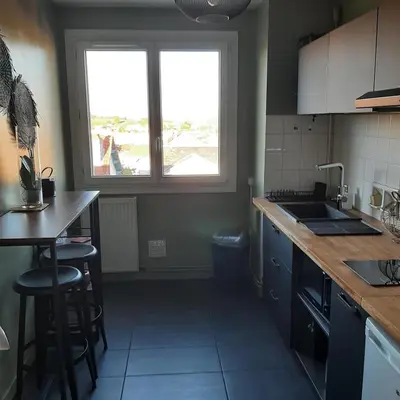 Cuisine ou kitchenette dans l'établissement Appartement clair et rénové proche centre