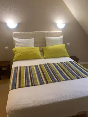 Un ou plusieurs lits dans un hébergement de l'établissement Superbe duplex les belles Rives Argentat bords Dordogne avec wifi